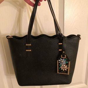 Aldo black satchel with flower rhinestones